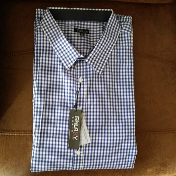 New Galaxy by Harvic Slim Fit Checkered Button Down Shirt 4XL - Picture 2 of 14